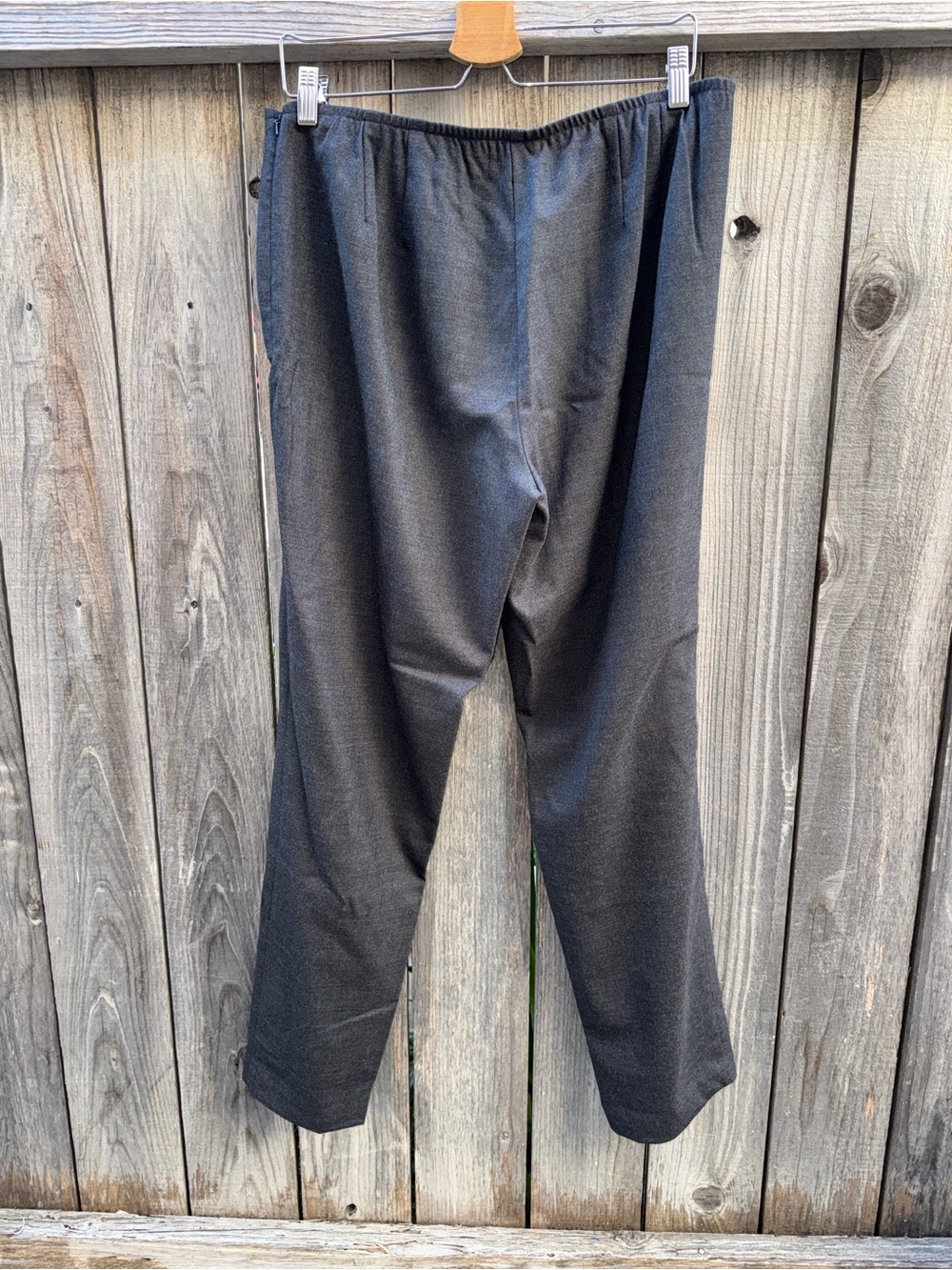 Eileen Fisher Wool Charcoal Slim Pant With Side Zipper Size Large - Picture 2 of 9
